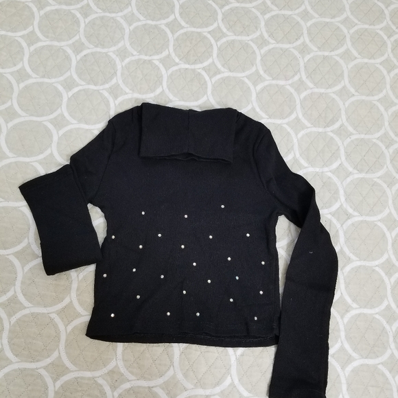 🔴 Nwot River Island turtleneck crop top with rhinestones on front size 7 (E4) - Picture 9 of 10